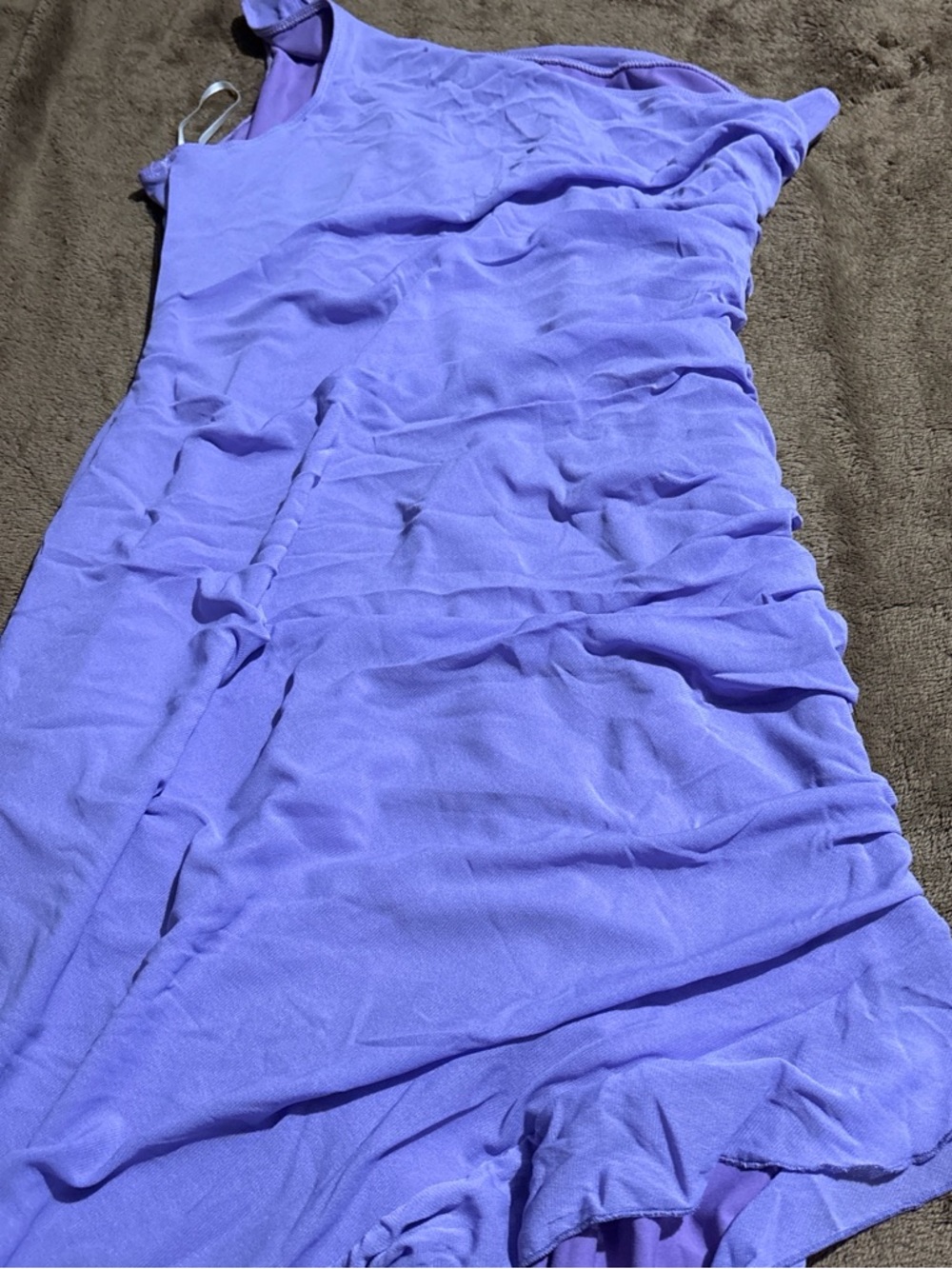 Lilac one shoulder asymmetrical hem dress with runched detailing - Picture 4 of 4
